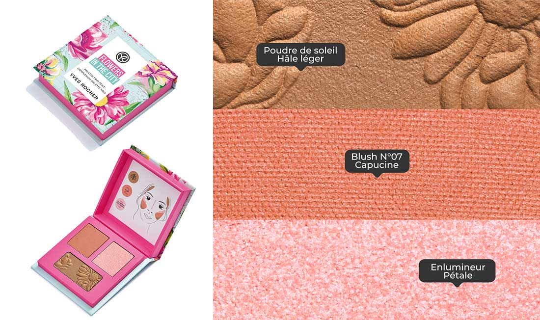flower in the city coffret et palette bleu ciel et rose yves rocher