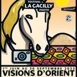 affiche du festival la gacilly photo avec un cheval portant un appareil photo par yves rocher