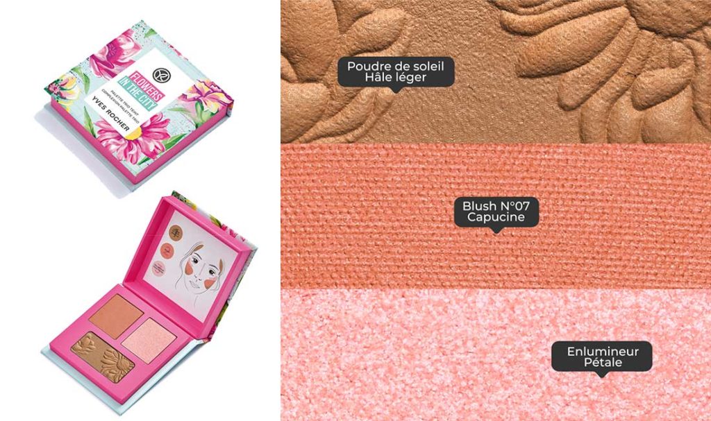 flower in the city coffret et palette bleu ciel et rose yves rocher