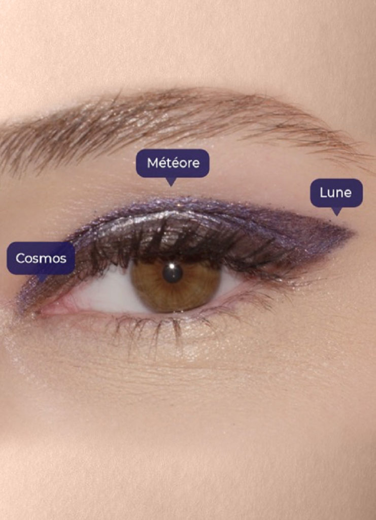 femme maquillée avec look cosmic shadow par yves rocher