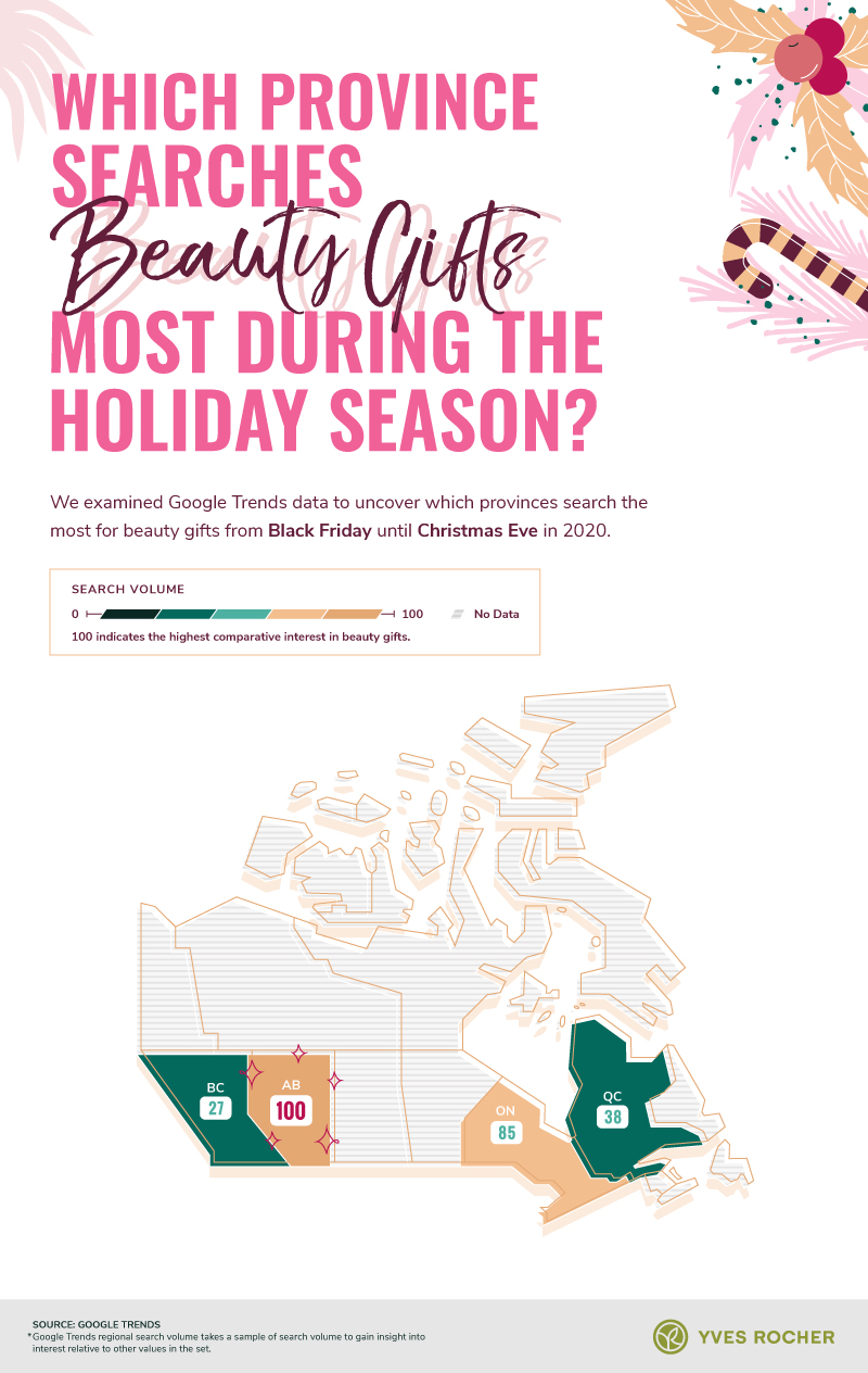 Map of provinces that search for beauty gifts the most