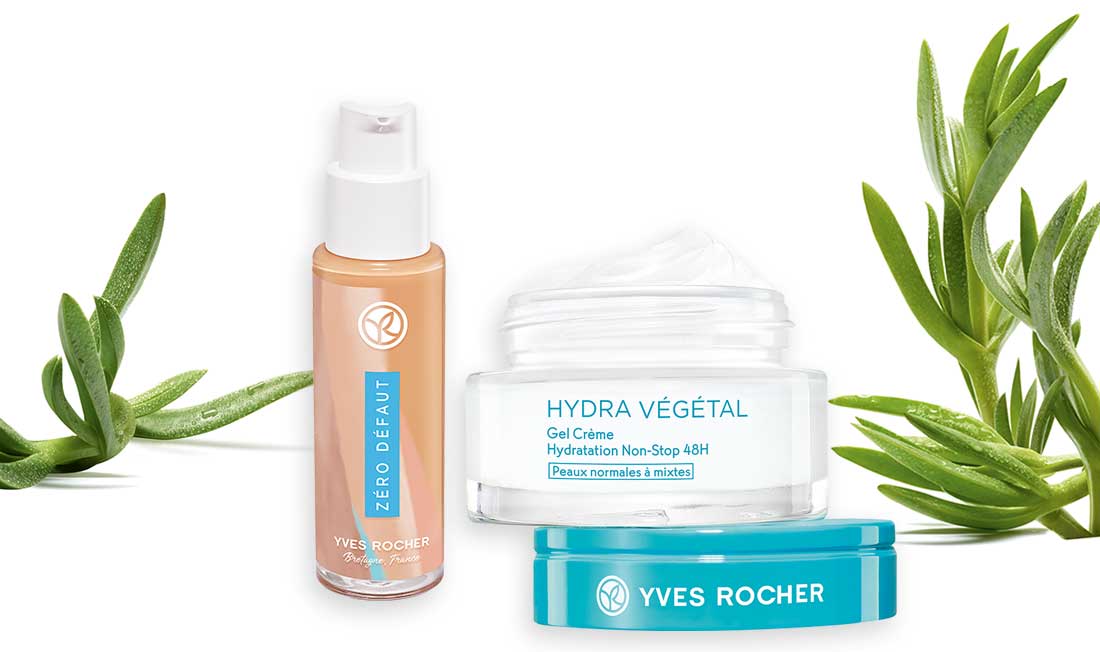 gamme hydra végétal, gel crème hydratation non-stop 48h avec l'edulys planté par yves rocher