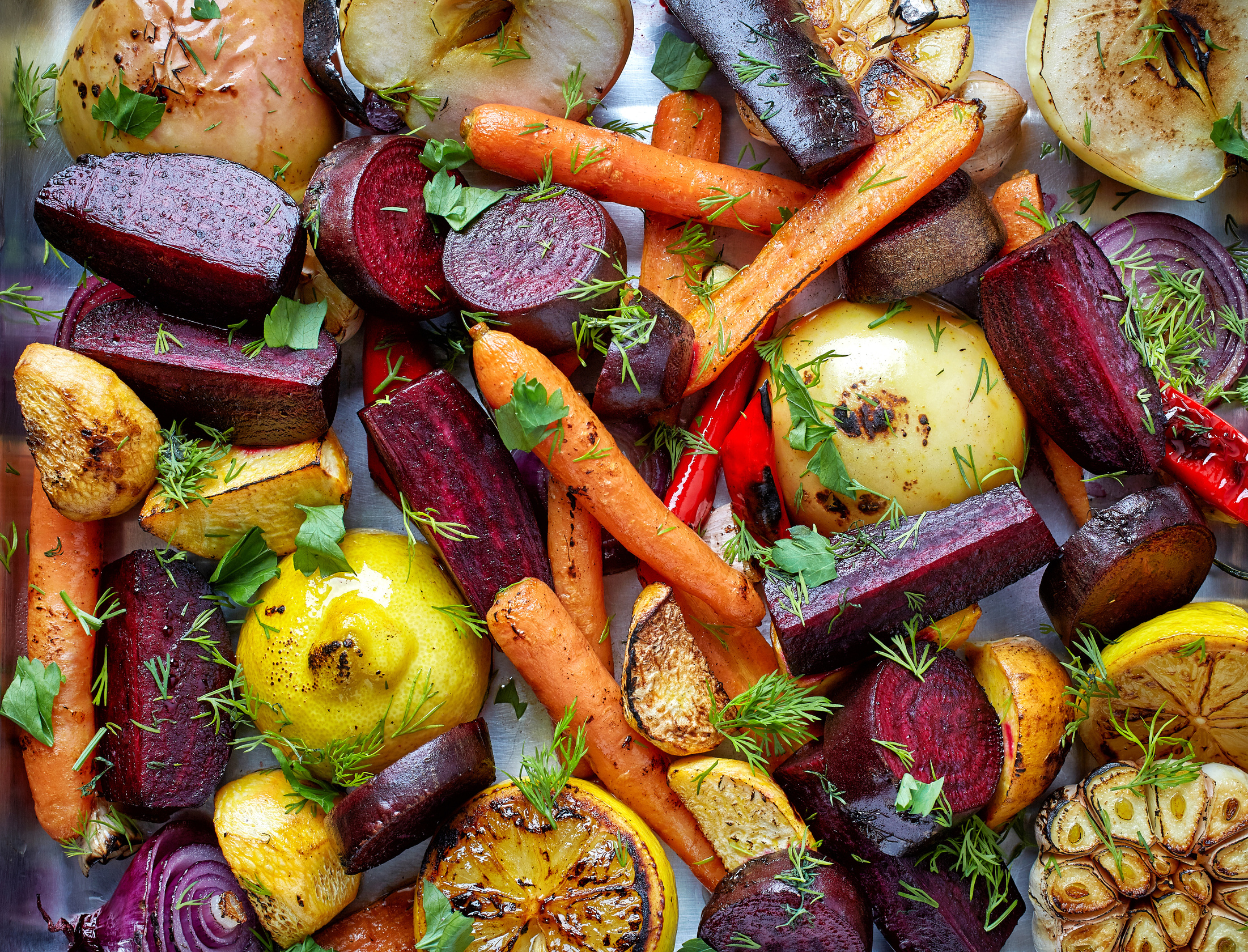 Roasted fruits and vegetables sowimage