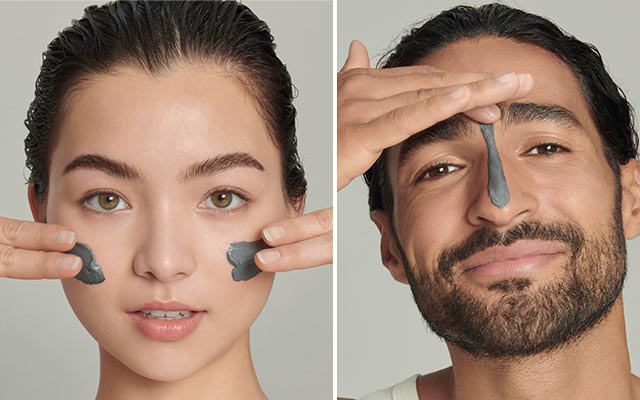 Application masque charbon soin visage homme et femme