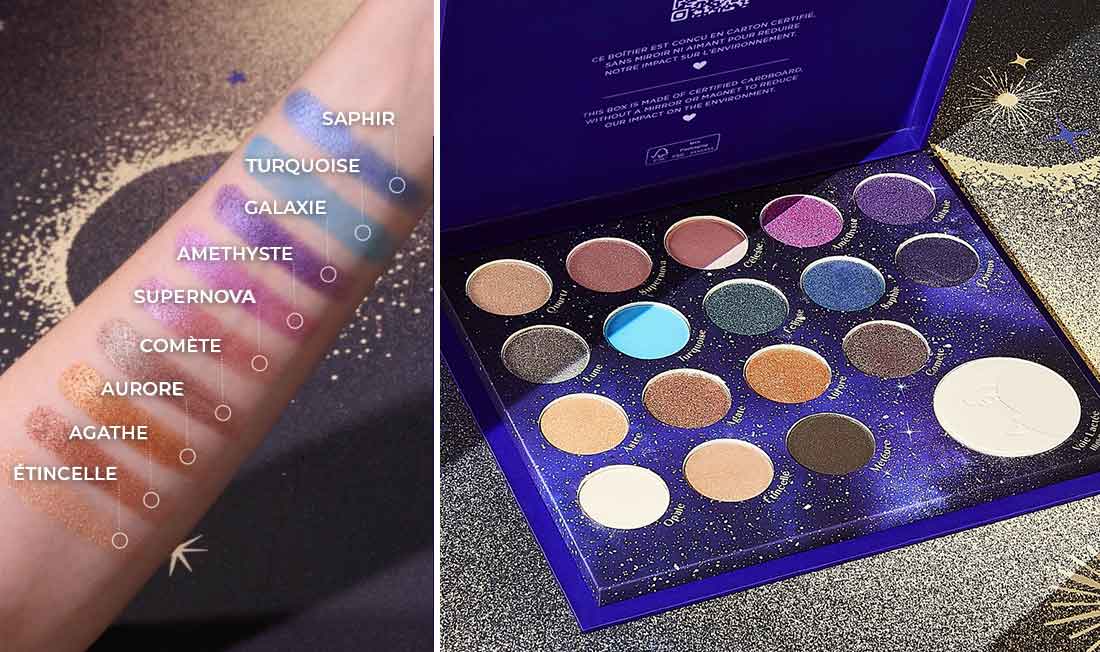2211_S_Article N°1 – Une pluie de cadeaux _VISUEL 3_1100x652 palette de couleur maquillage dans le coffret et sur bras avec yves rocher
